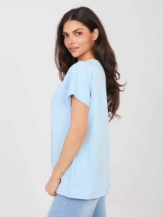 Pastelowa niebieska bluzka oversize z napisem