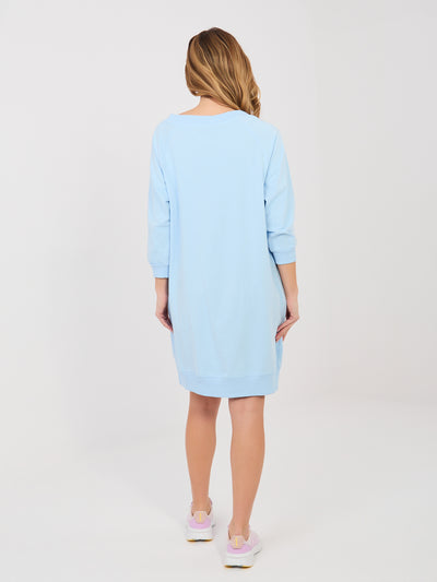 BASIC FEEL GOOD Pastelowa niebieska dresowa sukienka z kieszeniami