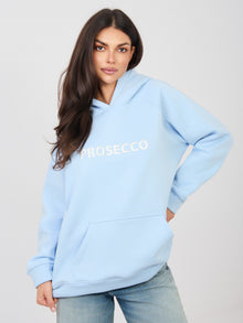 RUE PARIS Pastelowa niebieska bluza kangurka z ociepleniem