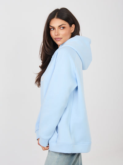 RUE PARIS Pastelowa niebieska bluza kangurka z ociepleniem