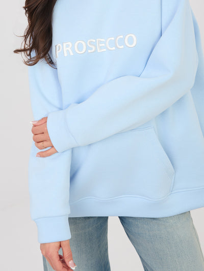 RUE PARIS Pastelowa niebieska bluza kangurka z ociepleniem