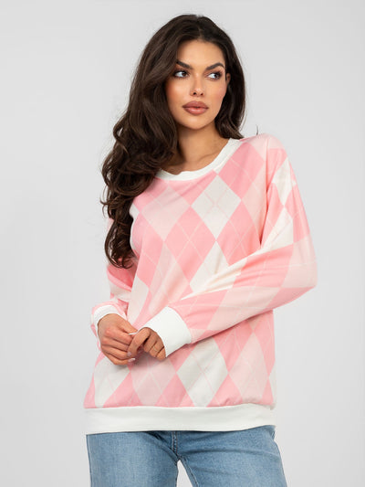 Pastelowa różowa bluza oversize w romby