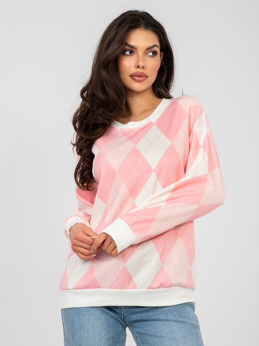 Pastelowa różowa bluza oversize w romby