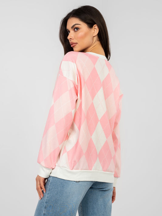 Pastelowa różowa bluza oversize w romby