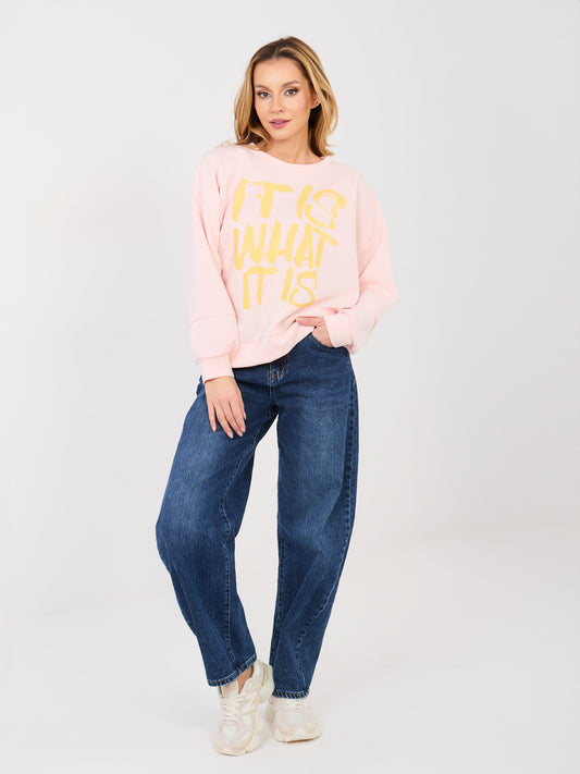 RUE PARIS Pastelowa różowa bluza z miękkiego materiału
