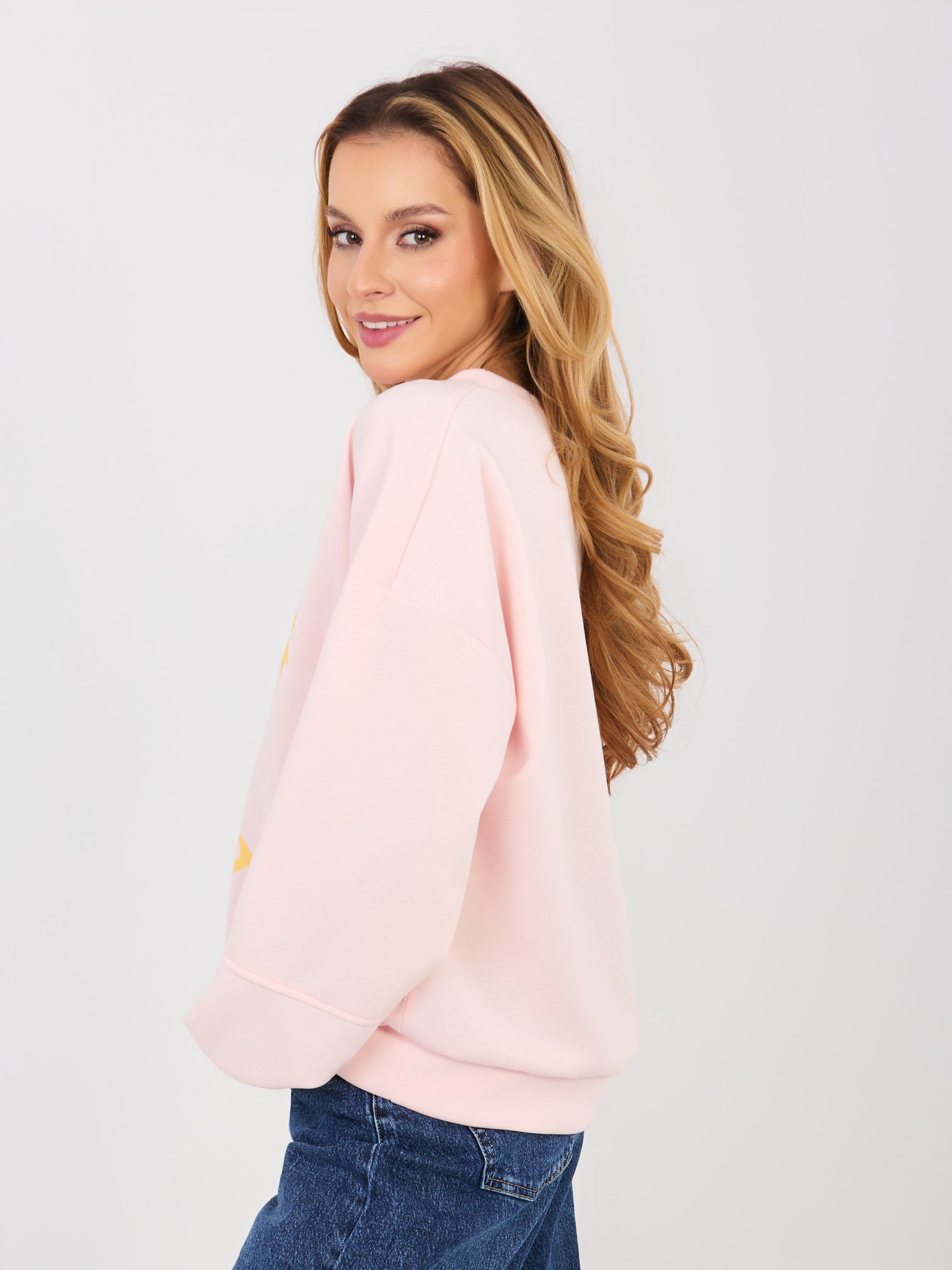 RUE PARIS Pastelowa różowa bluza z miękkiego materiału
