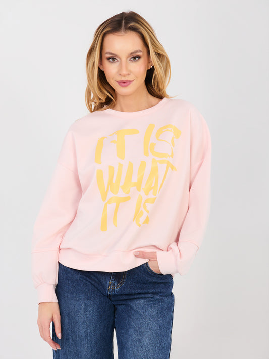 RUE PARIS Pastelowa różowa bluza z miękkiego materiału