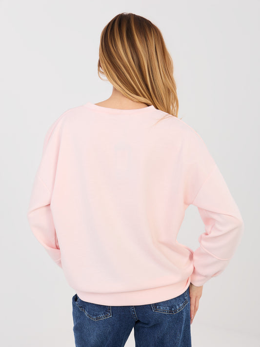 RUE PARIS Pastelowa różowa bluza z miękkiego materiału