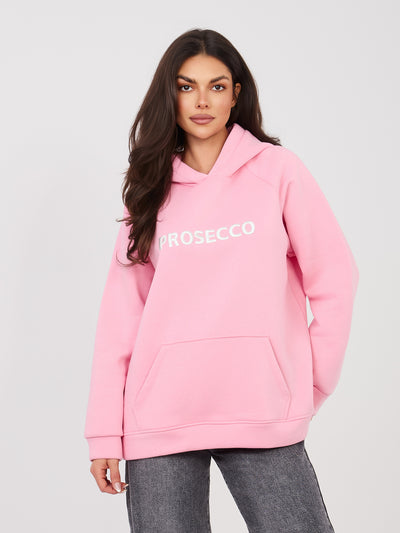 RUE PARIS Pastelowa różowa bluza kangurka o kroju oversize