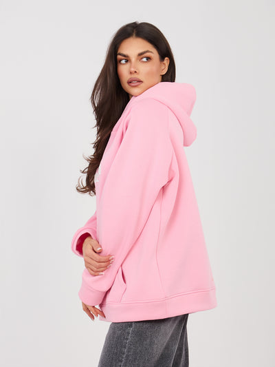 RUE PARIS Pastelowa różowa bluza kangurka o kroju oversize