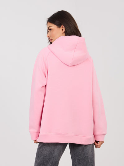 RUE PARIS Pastelowa różowa bluza kangurka o kroju oversize