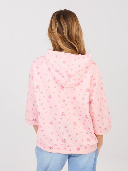 Pastelowa różowa damska bluza oversize z kapturem