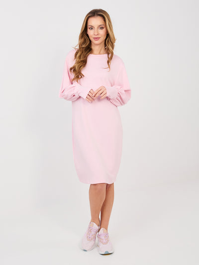 RUE PARIS Pastelowa różowa dresowa sukienka oversize