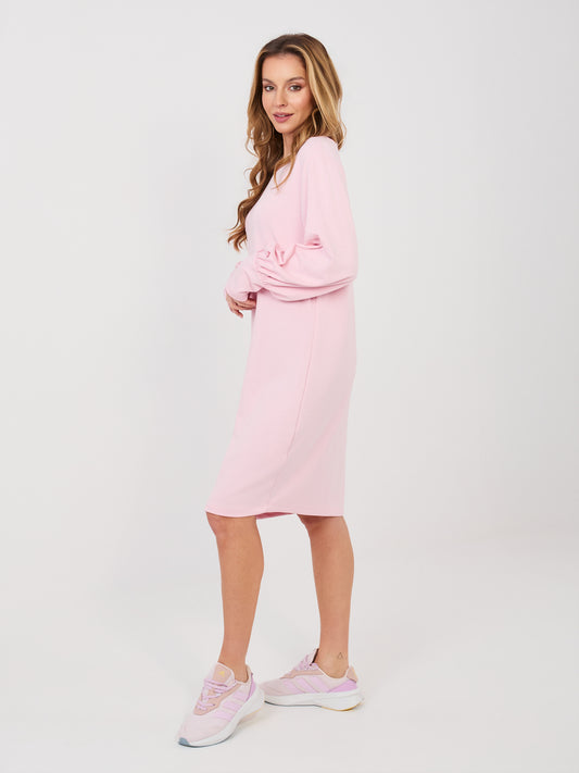 RUE PARIS Pastelowa różowa dresowa sukienka oversize