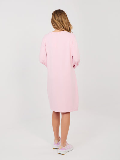 RUE PARIS Pastelowa różowa dresowa sukienka oversize