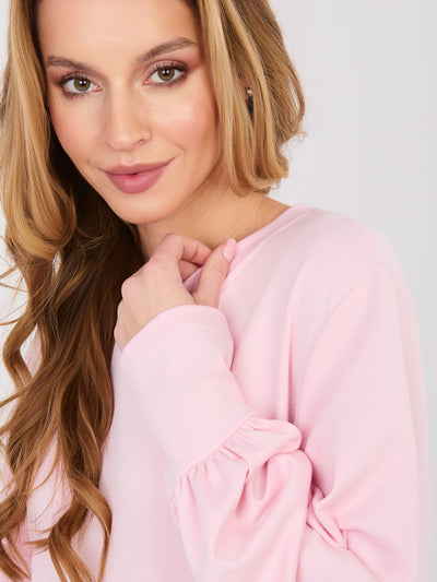 RUE PARIS Pastelowa różowa dresowa sukienka oversize