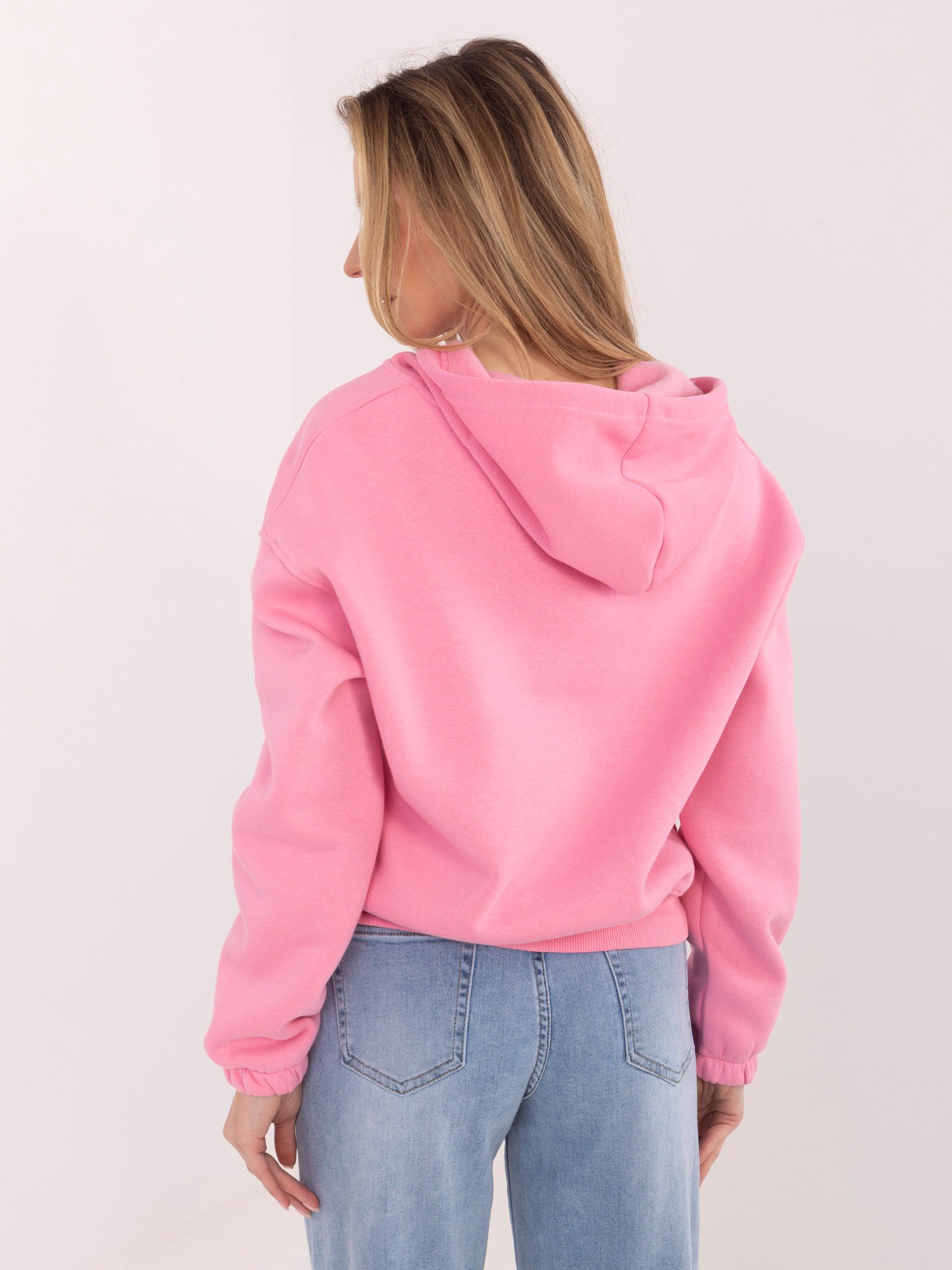 Pastelowa różowa rozpinana bluza basic z kapturem