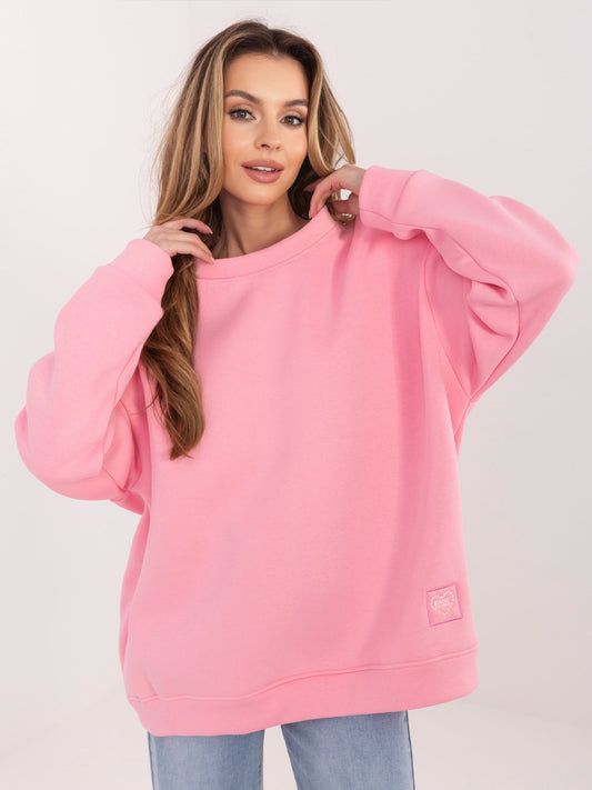 RUE PARIS Pastelowa różowa bluza oversize bez kaptura