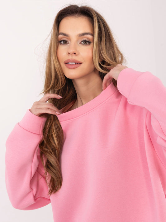 RUE PARIS Pastelowa różowa bluza oversize bez kaptura
