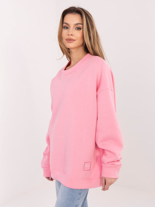 RUE PARIS Pastelowa różowa bluza oversize bez kaptura