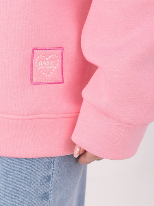 RUE PARIS Pastelowa różowa bluza oversize bez kaptura