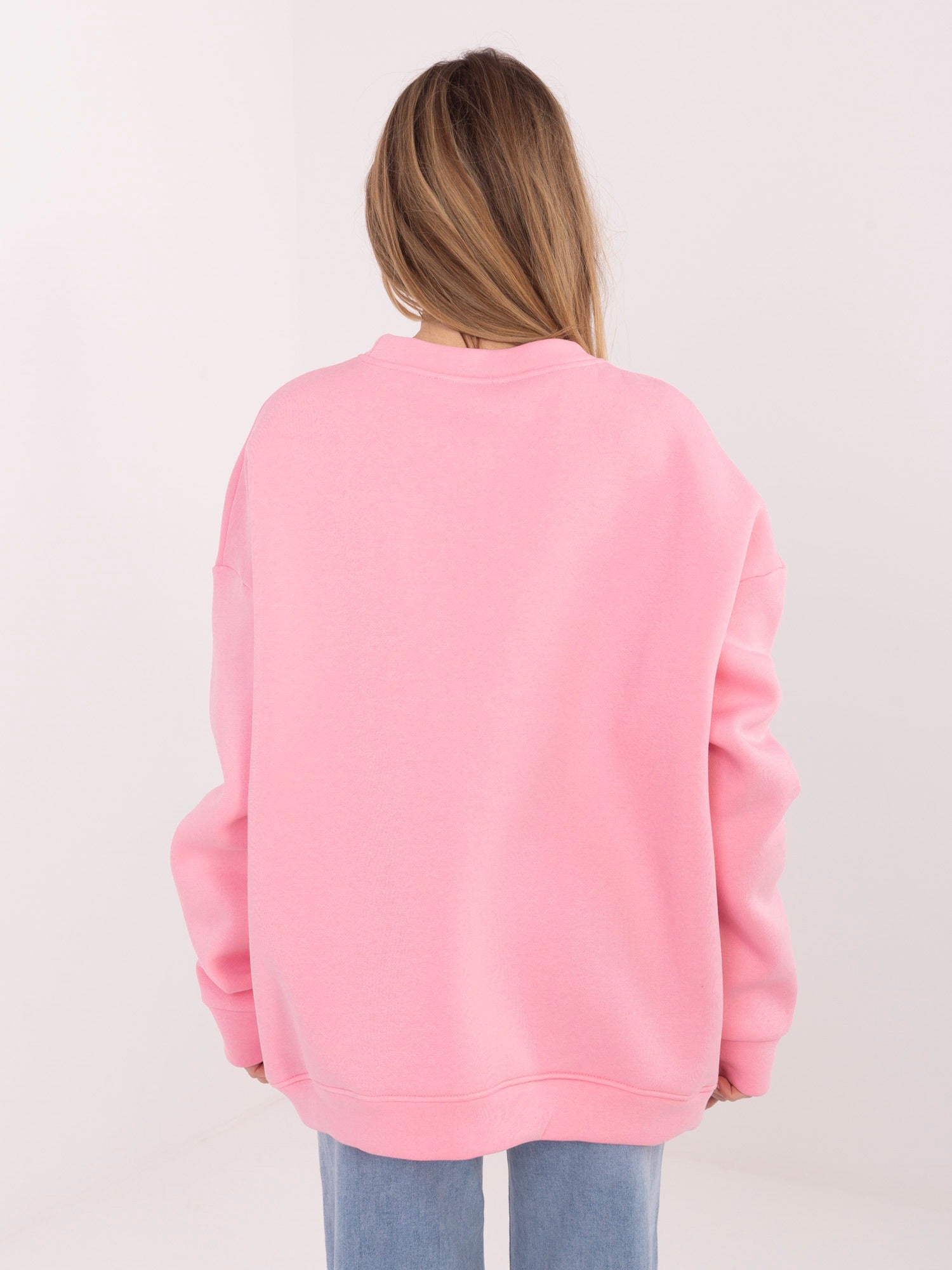 RUE PARIS Pastelowa różowa bluza oversize bez kaptura