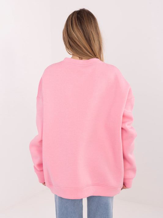 RUE PARIS Pastelowa różowa bluza oversize bez kaptura