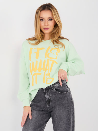 RUE PARIS  Pastelowa zielona dresowa bluza oversize
