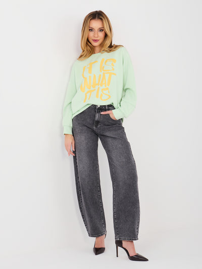 RUE PARIS  Pastelowa zielona dresowa bluza oversize