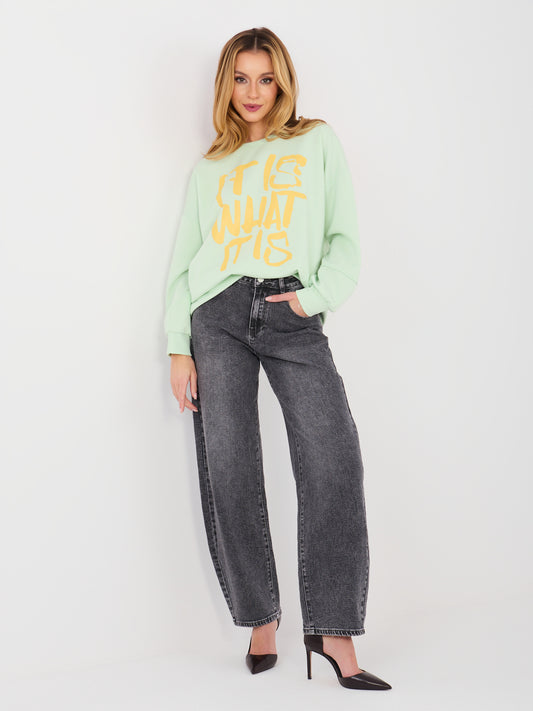 RUE PARIS  Pastelowa zielona dresowa bluza oversize