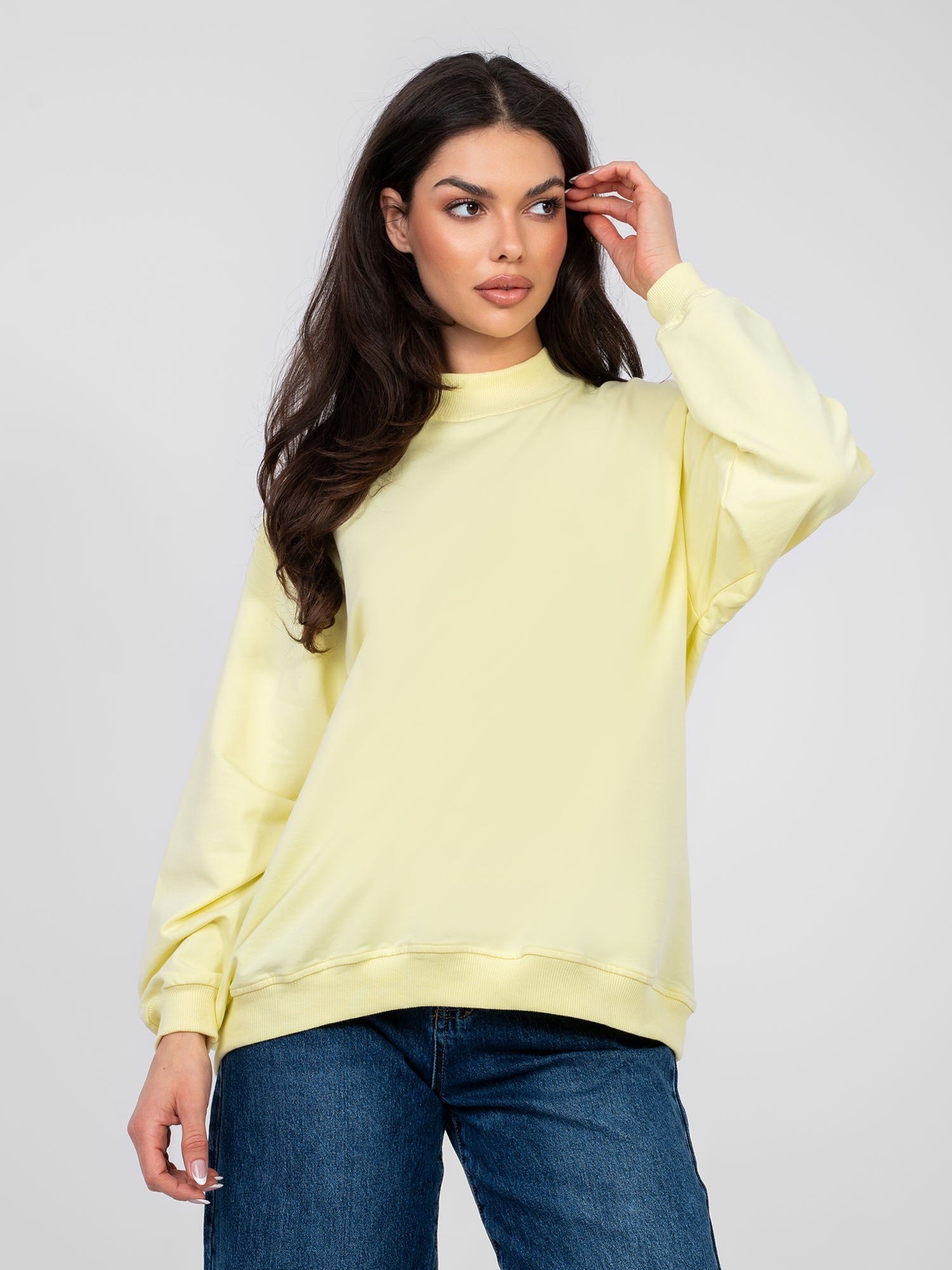 BASIC FEEL GOOD Pastelowa żółta damska bluza bez kaptura