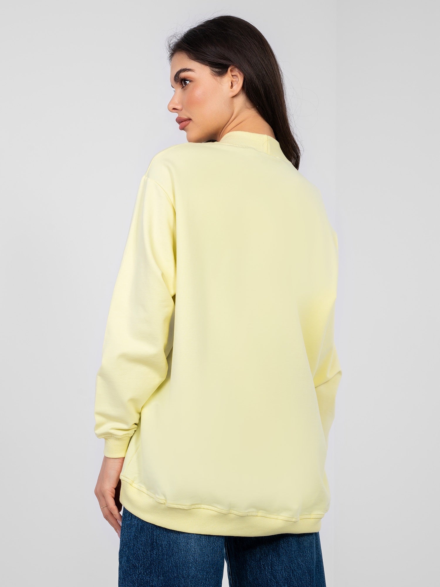BASIC FEEL GOOD Pastelowa żółta damska bluza bez kaptura