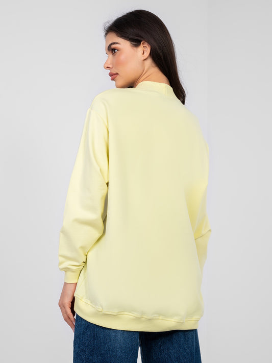 BASIC FEEL GOOD Pastelowa żółta damska bluza bez kaptura
