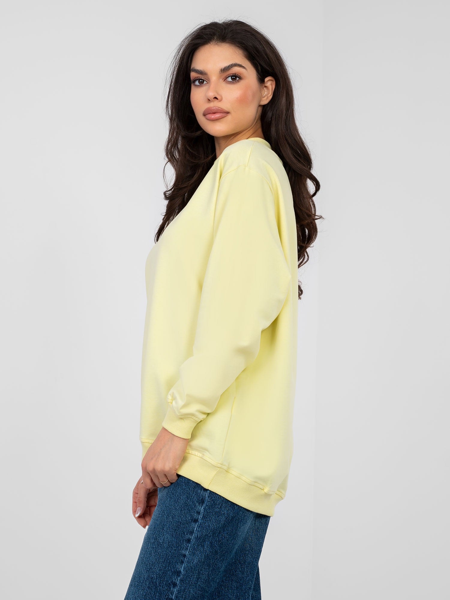 BASIC FEEL GOOD Pastelowa żółta damska bluza bez kaptura