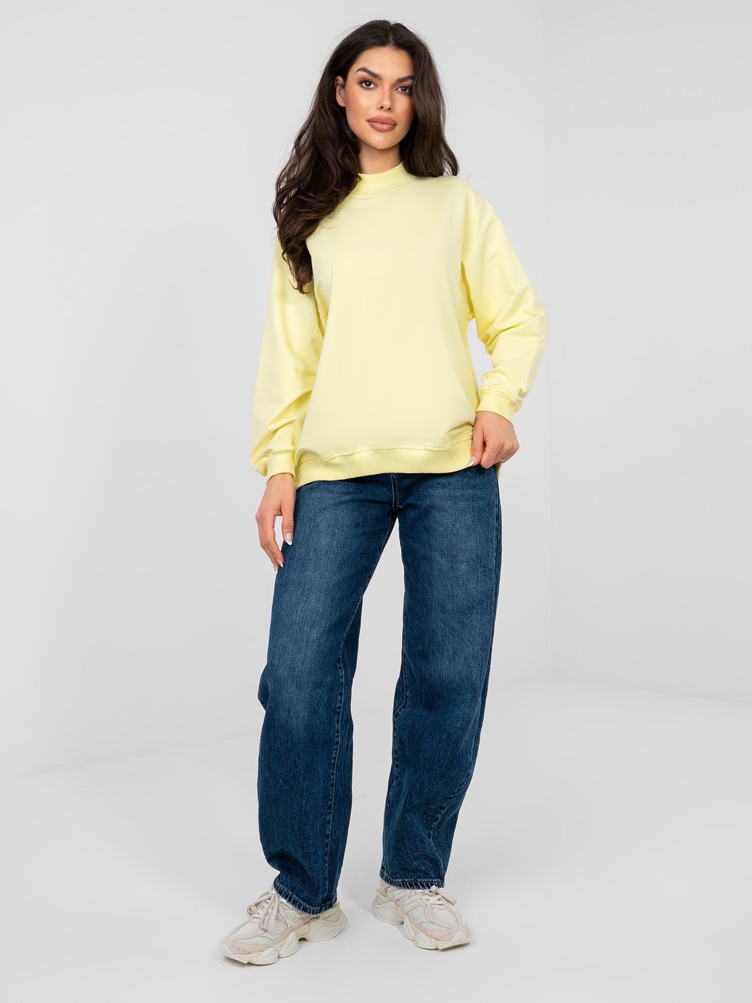 BASIC FEEL GOOD Pastelowa żółta damska bluza bez kaptura