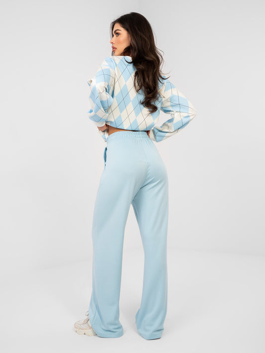 RUE PARIS Pastelowe niebieskie spodnie basic wide leg