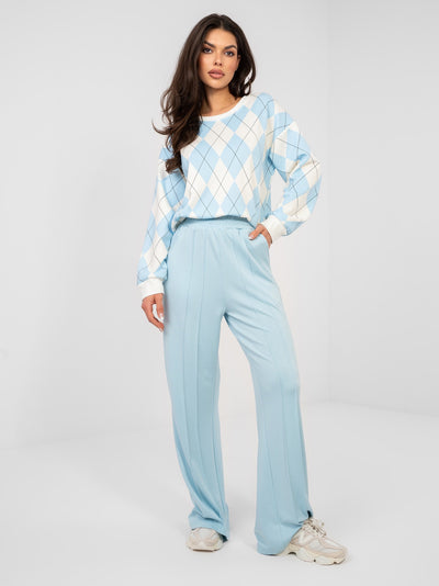 RUE PARIS Pastelowe niebieskie spodnie basic wide leg