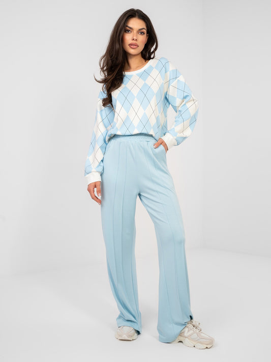 RUE PARIS Pastelowe niebieskie spodnie basic wide leg