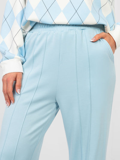 RUE PARIS Pastelowe niebieskie spodnie basic wide leg