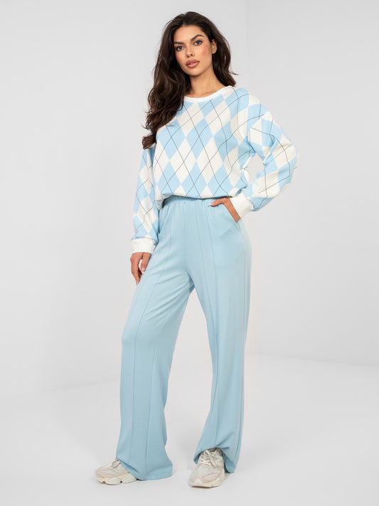 RUE PARIS Pastelowe niebieskie spodnie basic wide leg