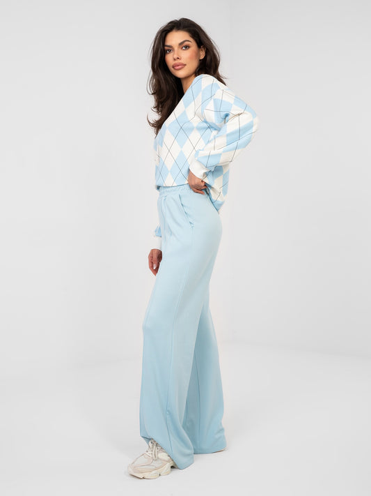 RUE PARIS Pastelowe niebieskie spodnie basic wide leg