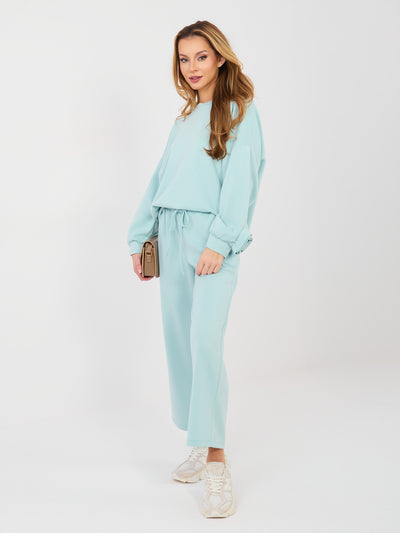 Pastelowy miętowy komplet z bluzą oversize