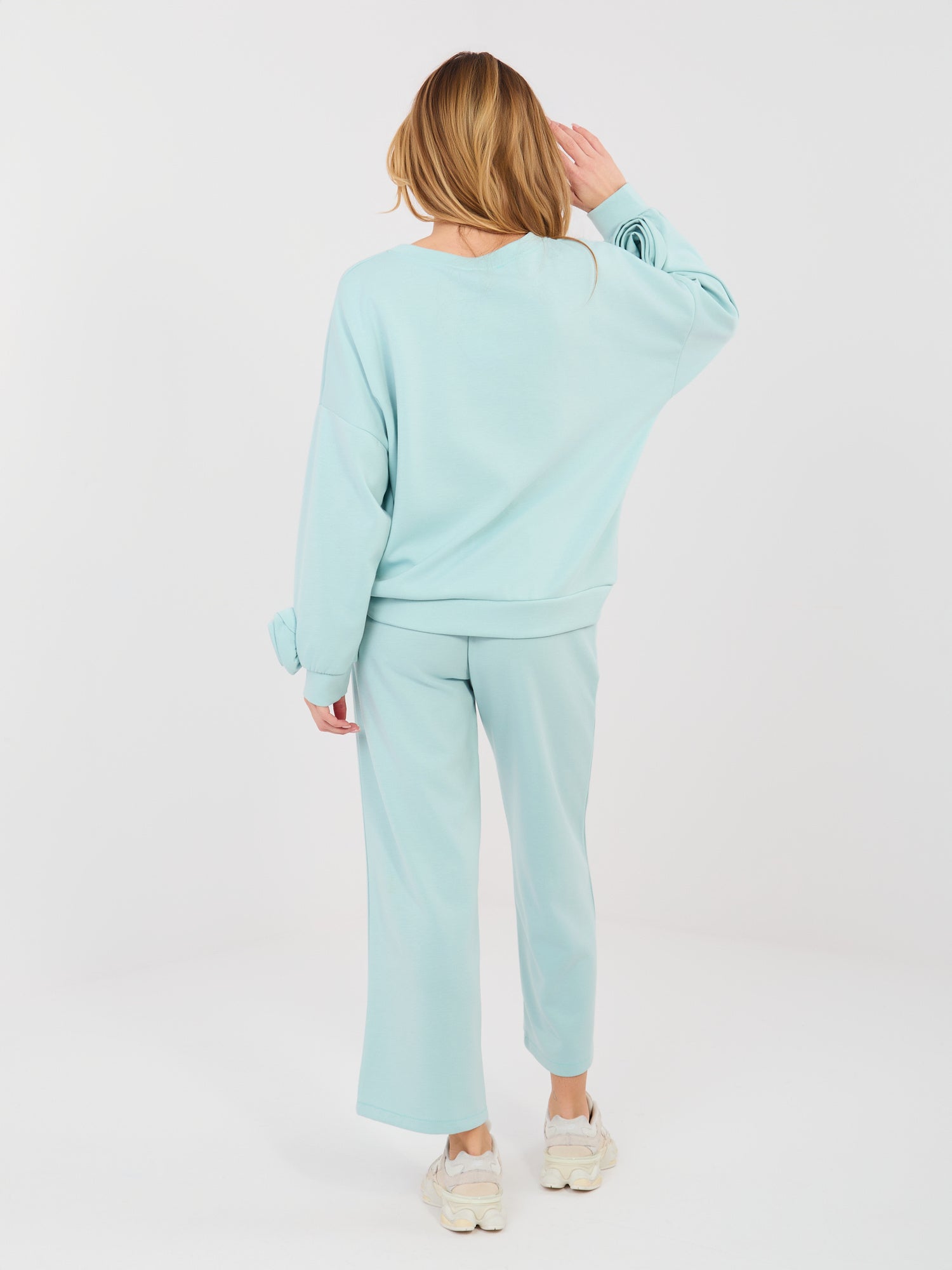 Pastelowy miętowy komplet z bluzą oversize