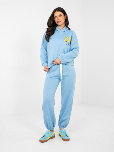 RUE PARIS  Pastelowy niebieski komplet ze spodniami typu jogger