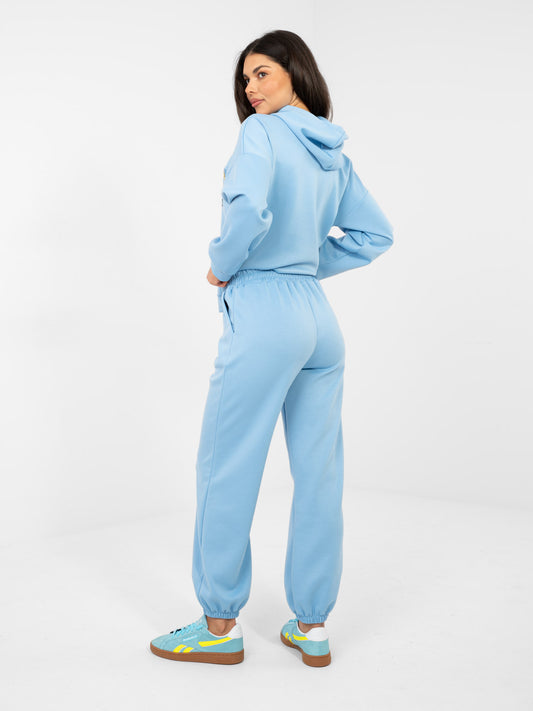 RUE PARIS  Pastelowy niebieski komplet ze spodniami typu jogger