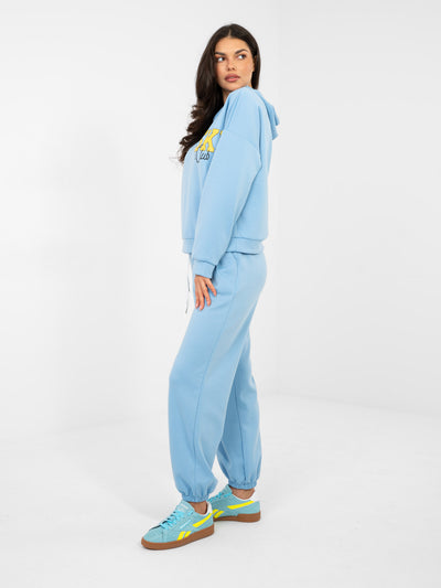 RUE PARIS  Pastelowy niebieski komplet ze spodniami typu jogger