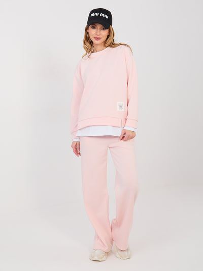 RUE PARIS Pastelowy różowy komplet z miękkiego materiału