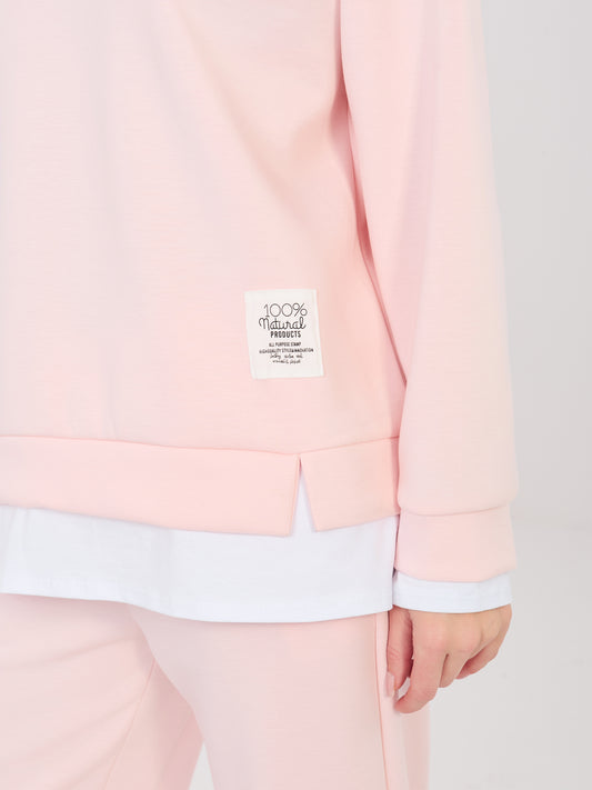 RUE PARIS Pastelowy różowy komplet z miękkiego materiału