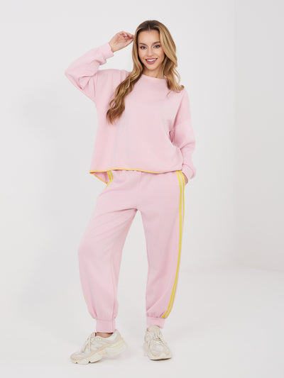 RUE PARIS Pastelowy różowy komplet z bluzą oversize