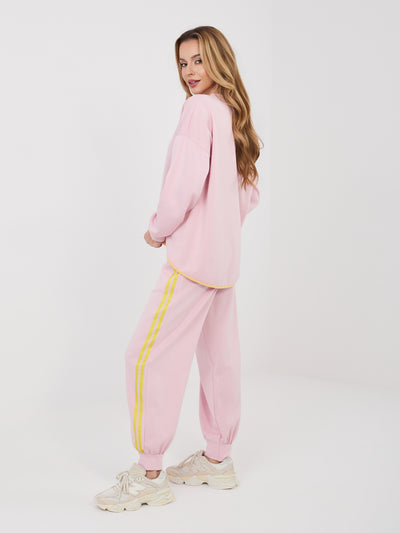 RUE PARIS Pastelowy różowy komplet z bluzą oversize